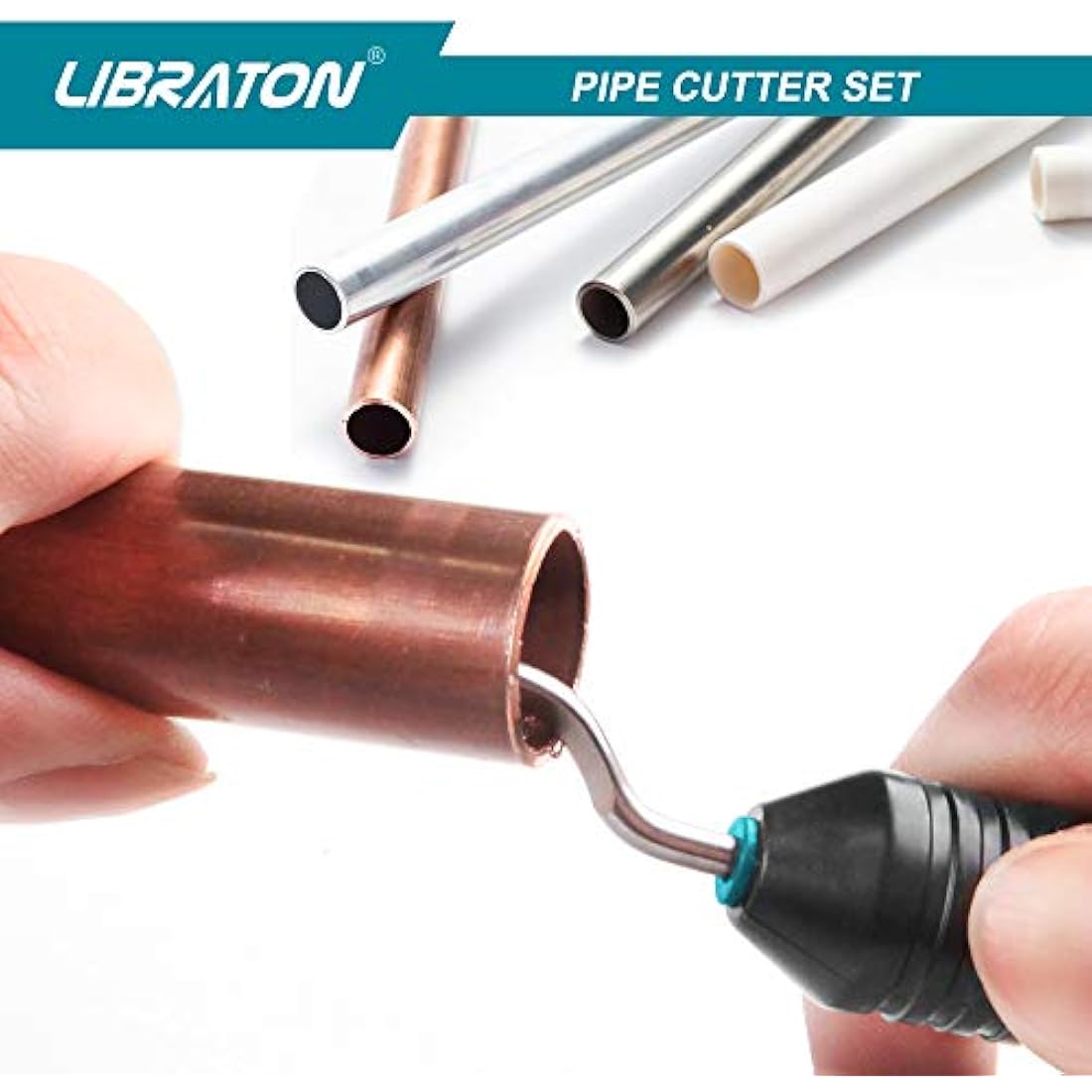 Libraton Copper Pipe Cutter, Tube Cutter (5-50mm), Stainless Steel Pipe Cutter Heavy-Duty, with High-Speed Steel Deburring Tool, for Copper Pipe, PVC Pipe and Thin Stainless Steel Tube