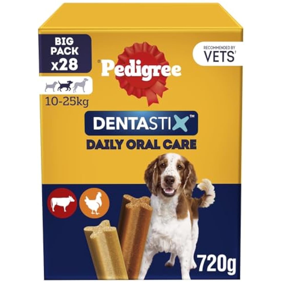 Pedigree DentaStix - Daily Dental chews for medium Dogs (10-25 kg) , 28 Pedigree Dentastix sticks (Pack of 4)