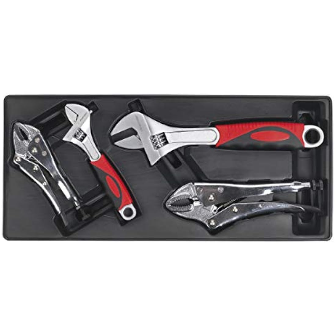 Sealey Tbt04 Tool Tray with Locking Pliers and Adjustable Wrench Set 4Pc