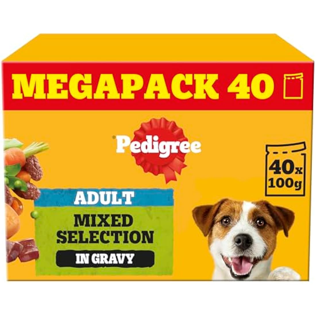 Pedigree Adult Dog Wet Food Pouch Mixed Selection in Gravy, 40x100g