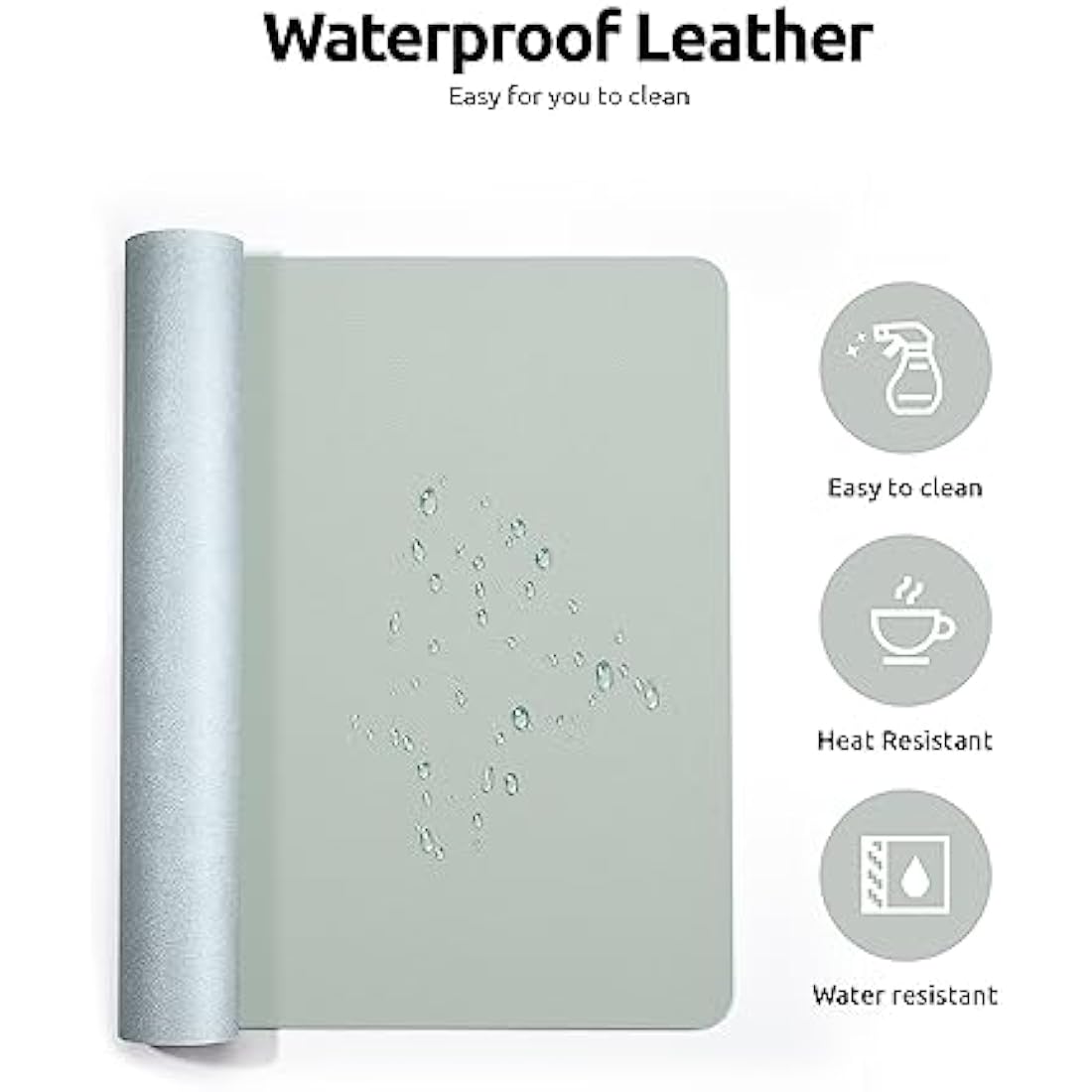 YSAGi Leather Desk Mat, Large Mouse Mat, Non-Slip Desk Pad, Waterproof PU Leather Table Protector Writing Pad for Office and Home (90 x 43 cm, Grayish Green)