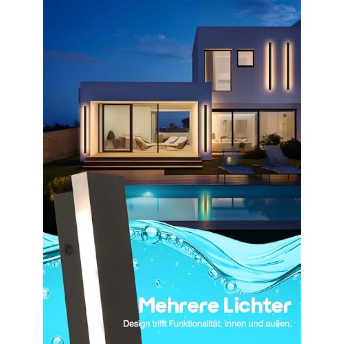 Outdoor Wall Lights LED Black Long Wall Sconce Ip65 Waterproof Outside Lights Rectangular Wall Lighting 3000k 48W Aluminum Exterior/Indoor Wall Light For Garden Villa Porch Terraces Garage,150cm*1