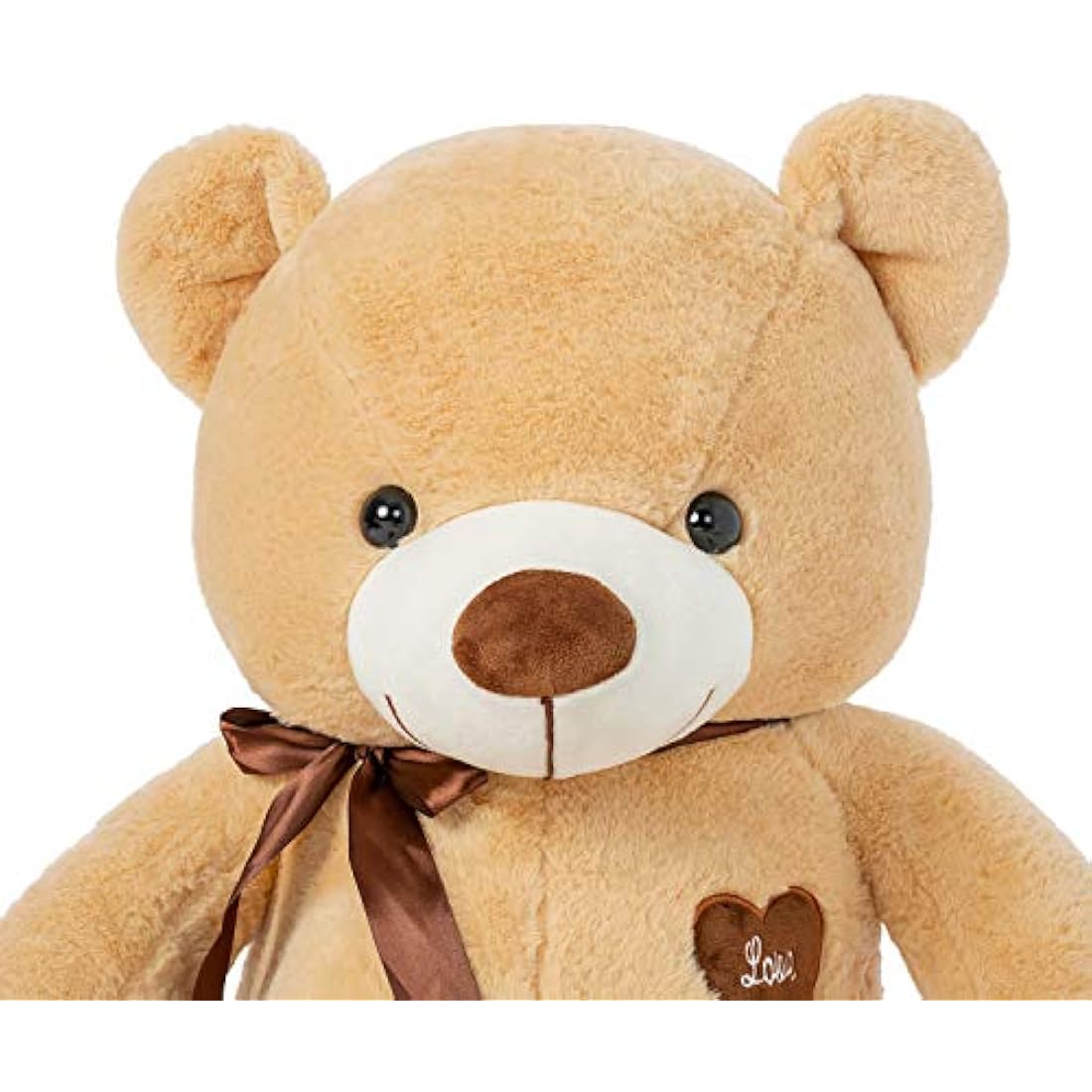 YunNasi Giant Teddy Bear Big Teddy Bear Large Stuffed Animal Toy Plush Teddy Doll With Love Heart and Ribbon (39 Inches/100cm, Light Brown)