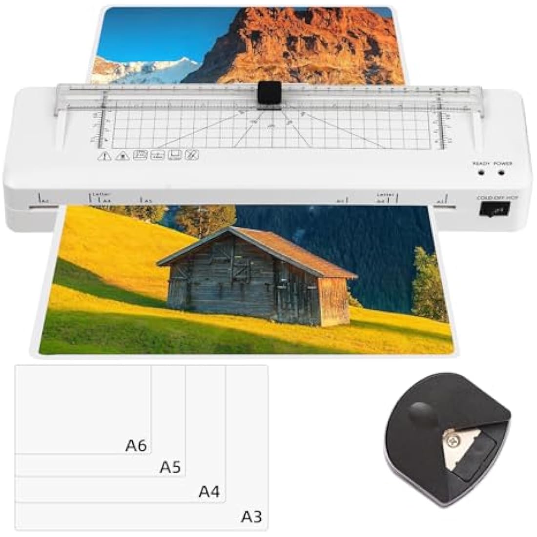 Laminator, A3 Laminator Thermal and Cold Laminating Machine with Built-in Cutter and Corner Rounder, Fast Warm-up, Lamination for Home Office School Use