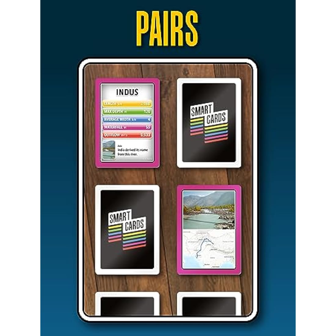 SMART CARDS Rivers, 7 games in 1, Pairs, Snap, Trumps, Rummy, Memory Quiz, Learn Facts, Travel Game, Gift, Stocking Filler, Age 5+, 1-8 Players