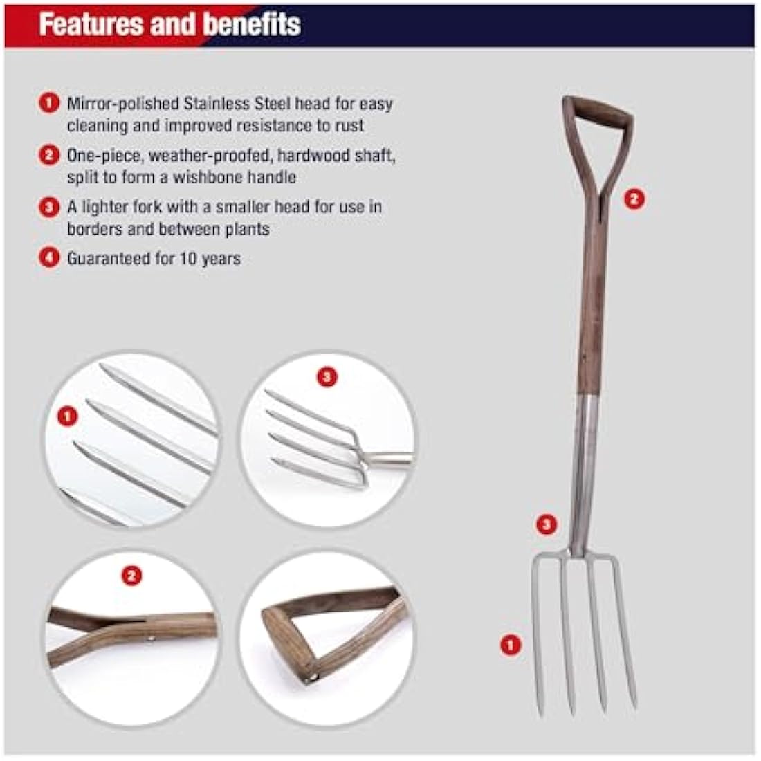 Spear & Jackson 4552BF Traditional Stainless Steel Border Fork