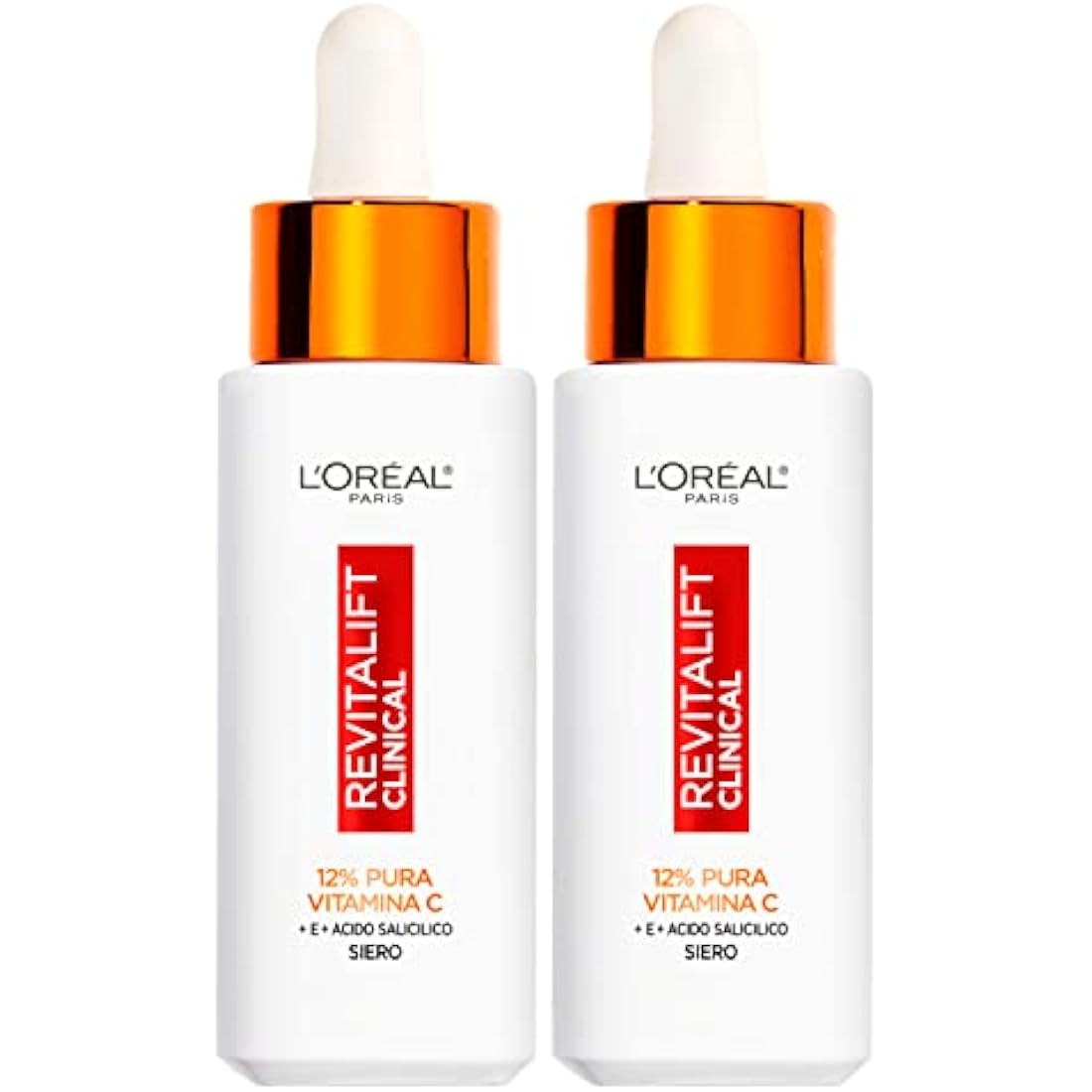 L'Oréal Paris Revitalift Clinical Anti-Ageing Face Serum Formula with 12% Pure Vitamin C E and Salicylic Acid Luminous and Uniform Skin - 2 Bottles 30ml