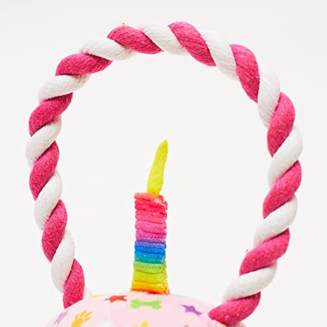 Pet London Happy Birthday Cupcake Dog Toy with Squeaker and rope tug-Celebrate Your Dog's Bday or Adoption Gift