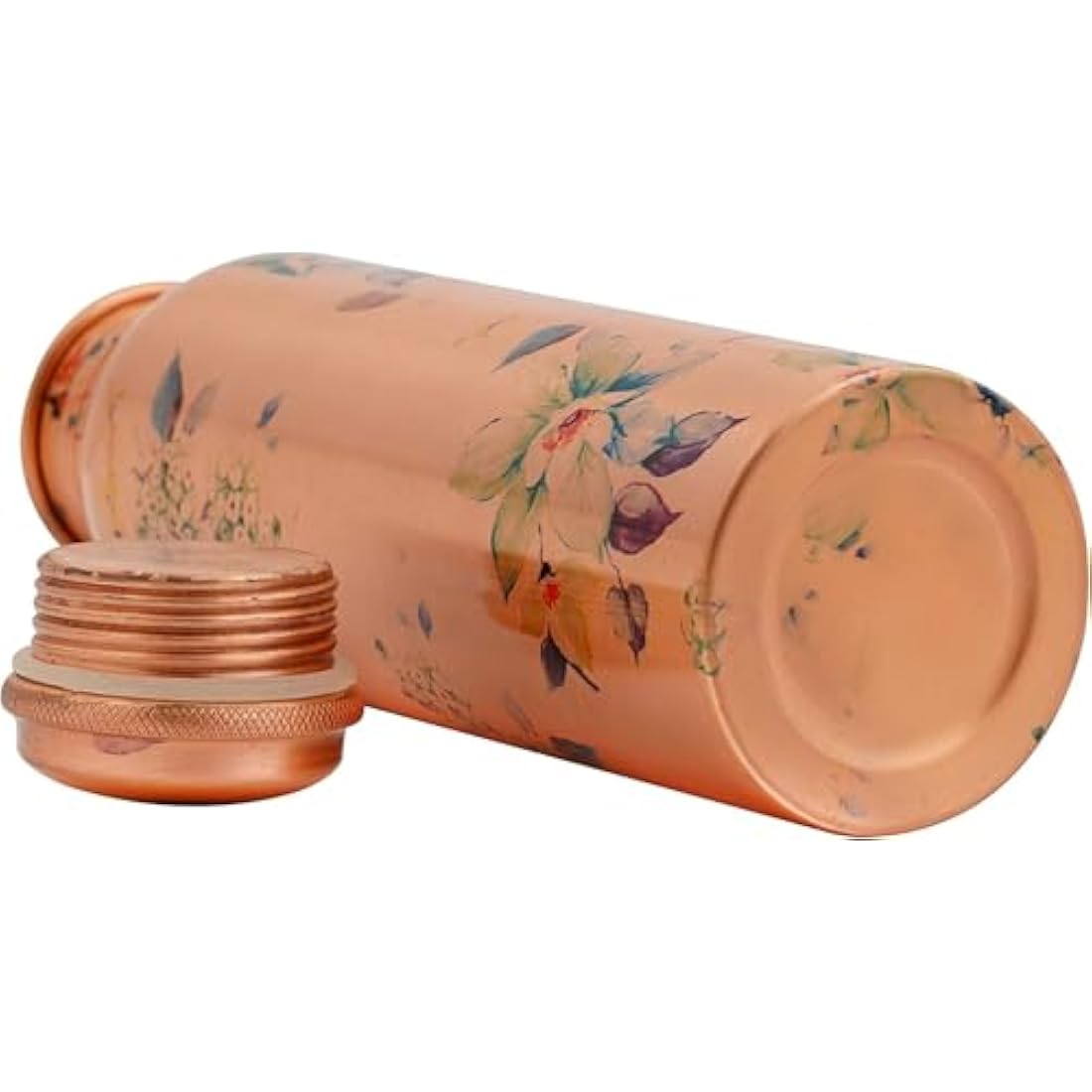 Craft Trade Printed Copper Bottle with Lid and Carry Bag for Drinking Water BPA Free Leak Proof Boosts Immunity, Supports Digestive & Liver Health 34oz - 1 Litre