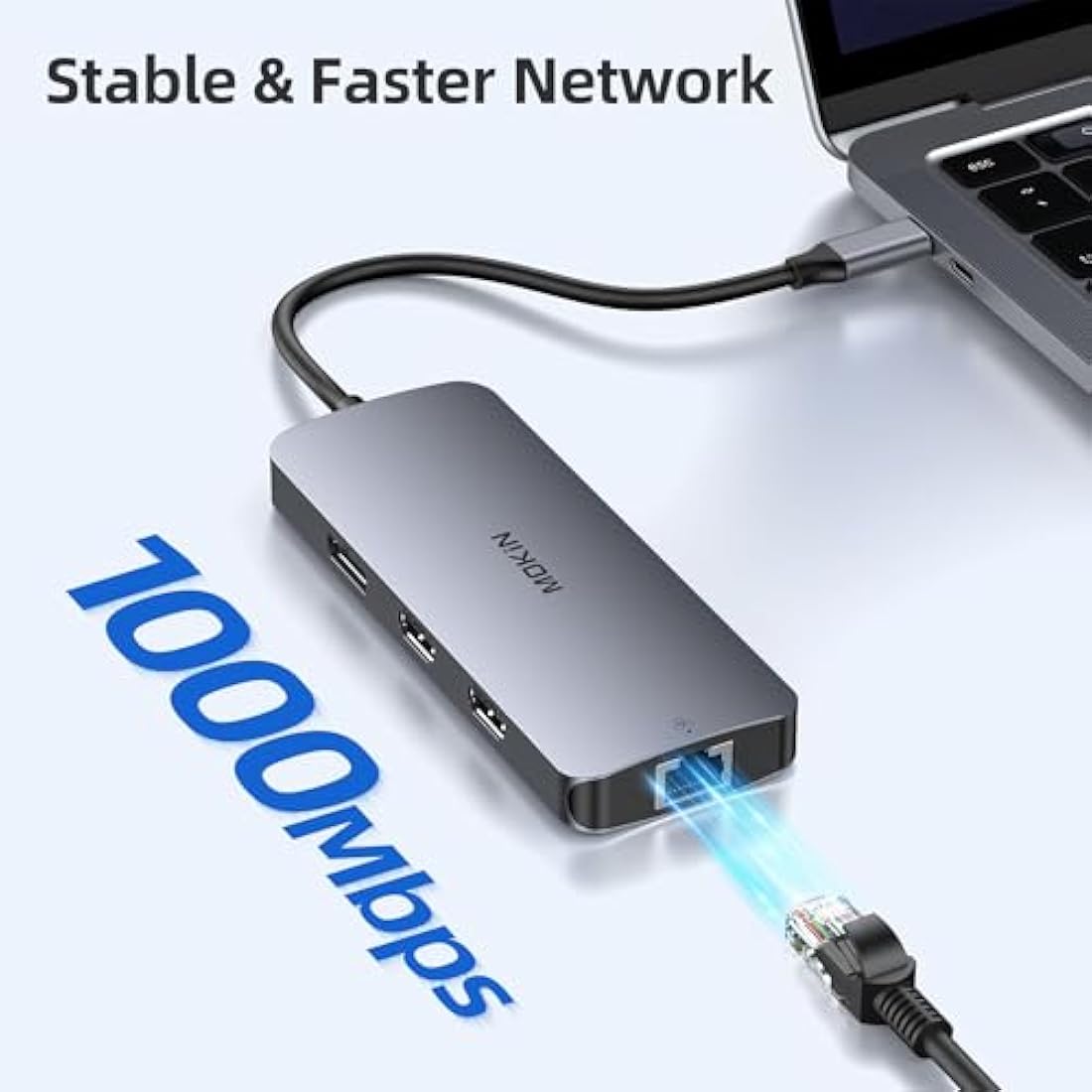 MOKiN USB C Docking Station - 3 Monitor Hub with 2 HDMI, 4K DisplayPort, 1Gbps Ethernet, 100W PD Charging, 3 USB A/C 3.0 Ports for MacOS/Dell XPS/HP/Lenovo/Surface
