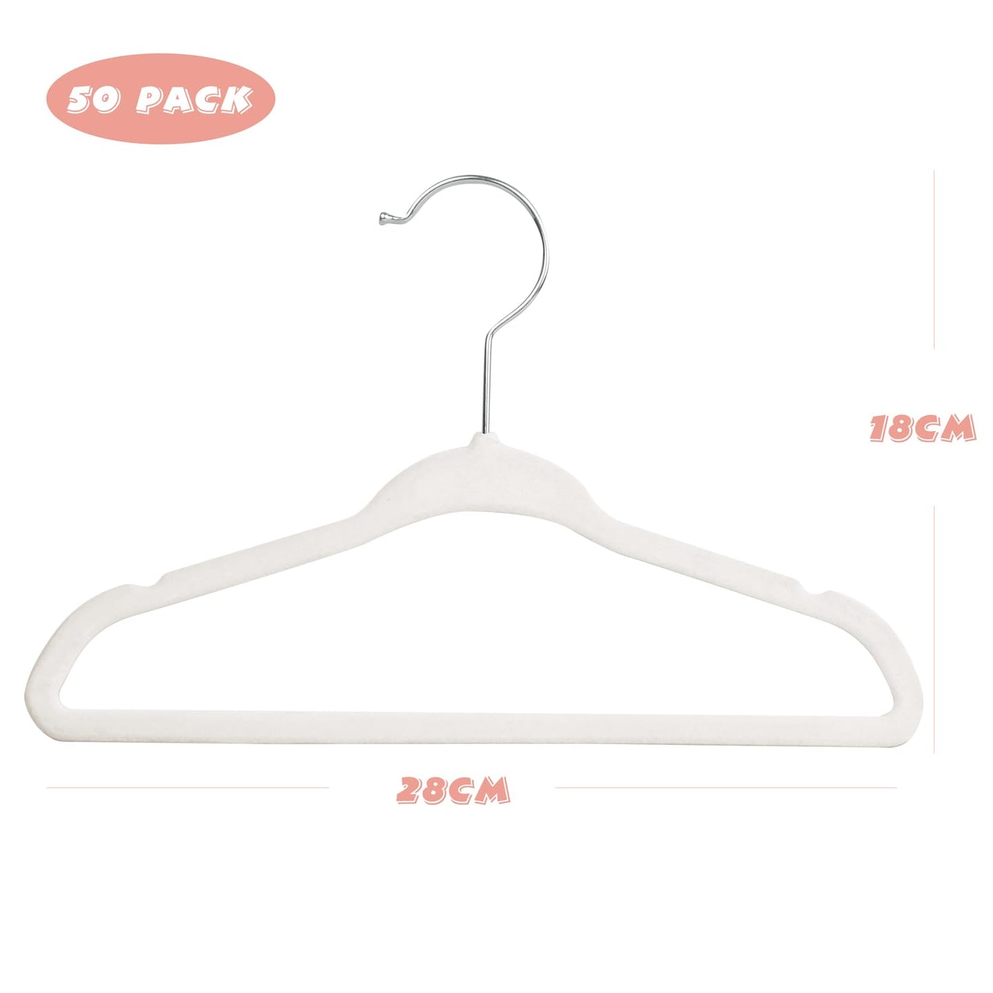 MangoKit White Baby Velvet Hangers Non-Slip Kids Coat Hangers 50 Pack