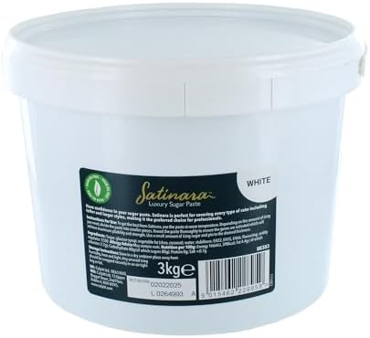 Satinara Luxury White Sugar Paste for Cakes and Bakes, Palm Oil Free, White Fondant Icing For Cake Covering – 3kg