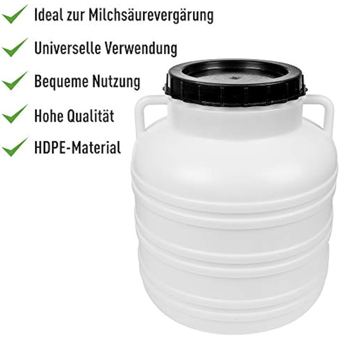 Browin 360130 Wide-Neck Barrel 30 L with Lid White 30 L