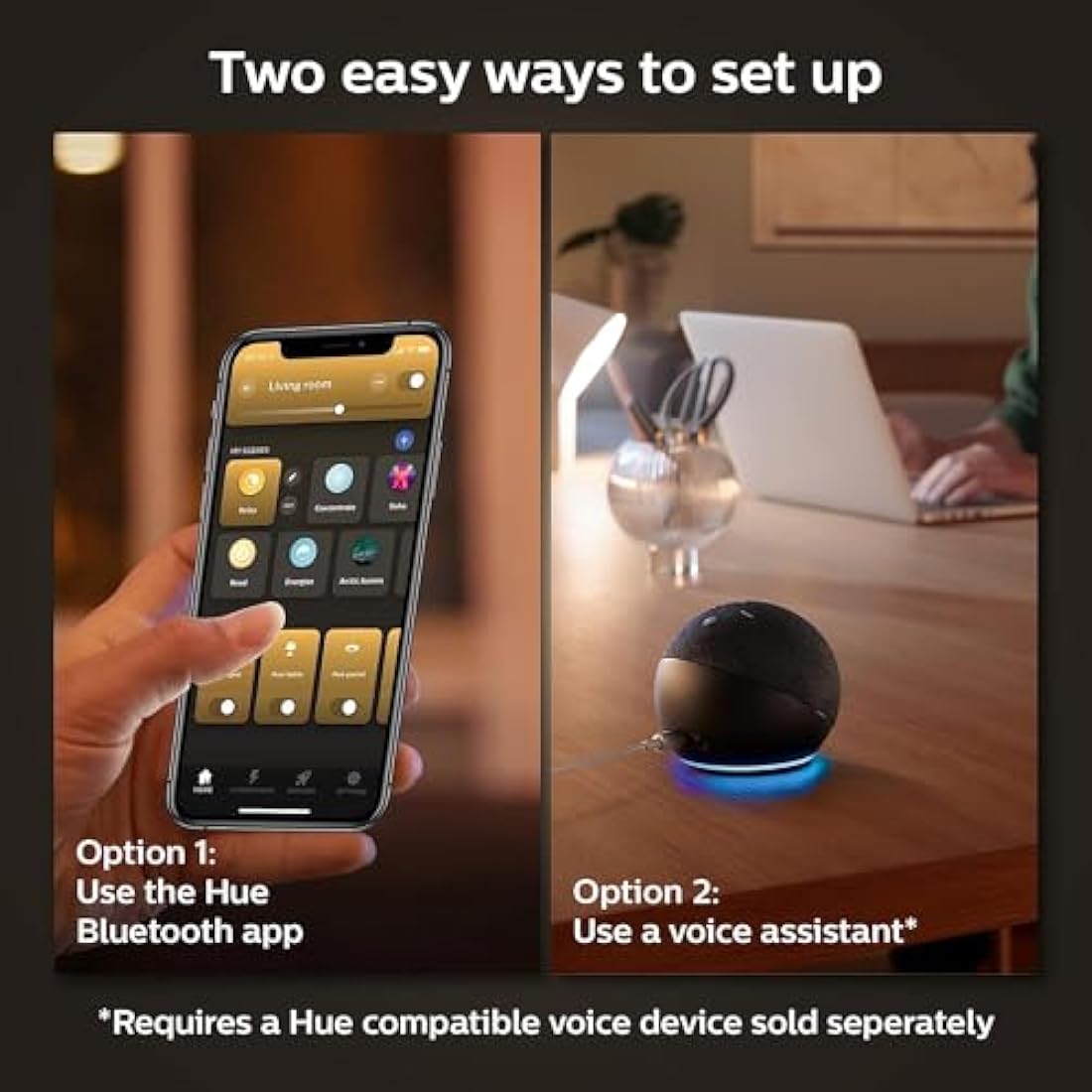 Philips Hue White Smart Bulb LED 4 Pack [E27 Edison Screw] - 800 Lumens (60W Equivalent). Works with Alexa, Google Assistant and Apple Homekit
