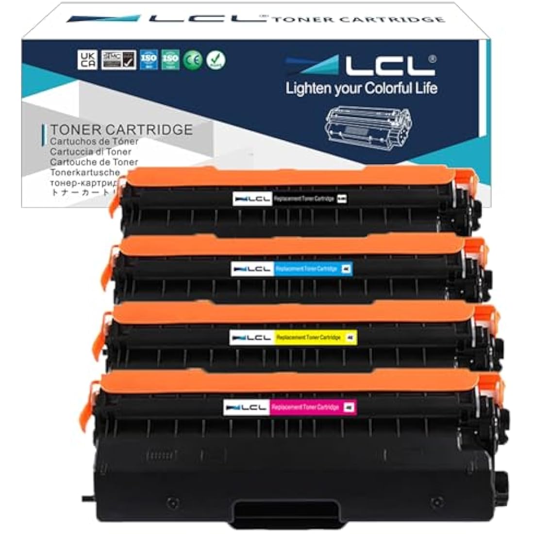 LCL TN423 Toner Cartridge Compatible with Brother TN-421 TN-423 TN421 TN423 TN423BK TN423C TN423M TN423Y for HL-9310 HL-L9310CDW MFC-L9570 HL-L8260CDW HL-L8360CDW DCP-L8410CDW (4PK KCMY)
