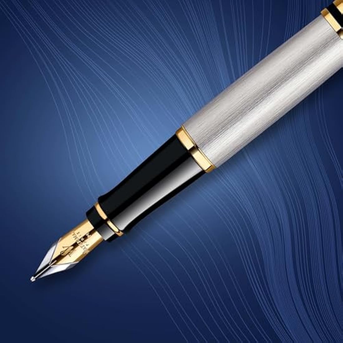 Waterman Expert Fountain Pen | Stainless Steel with 23k Gold Trim | Medium Nib | Gift Box