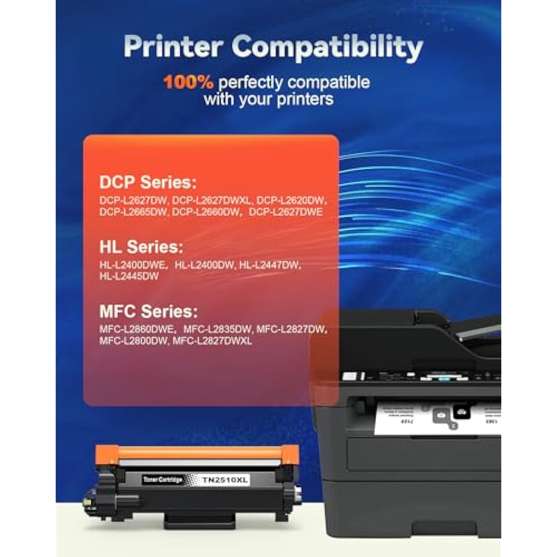 Skydo TN2510XL TN2510 Toner Cartridge (3000 pages, XL) High Yield, Compatible for Brother TN 2510 XL for Brother DCP-L2665DW L2660DW L2620DW L2627DW, HL-L2400DWE L2445DW, MFC-L2835DW L2860DWE(1-Black)