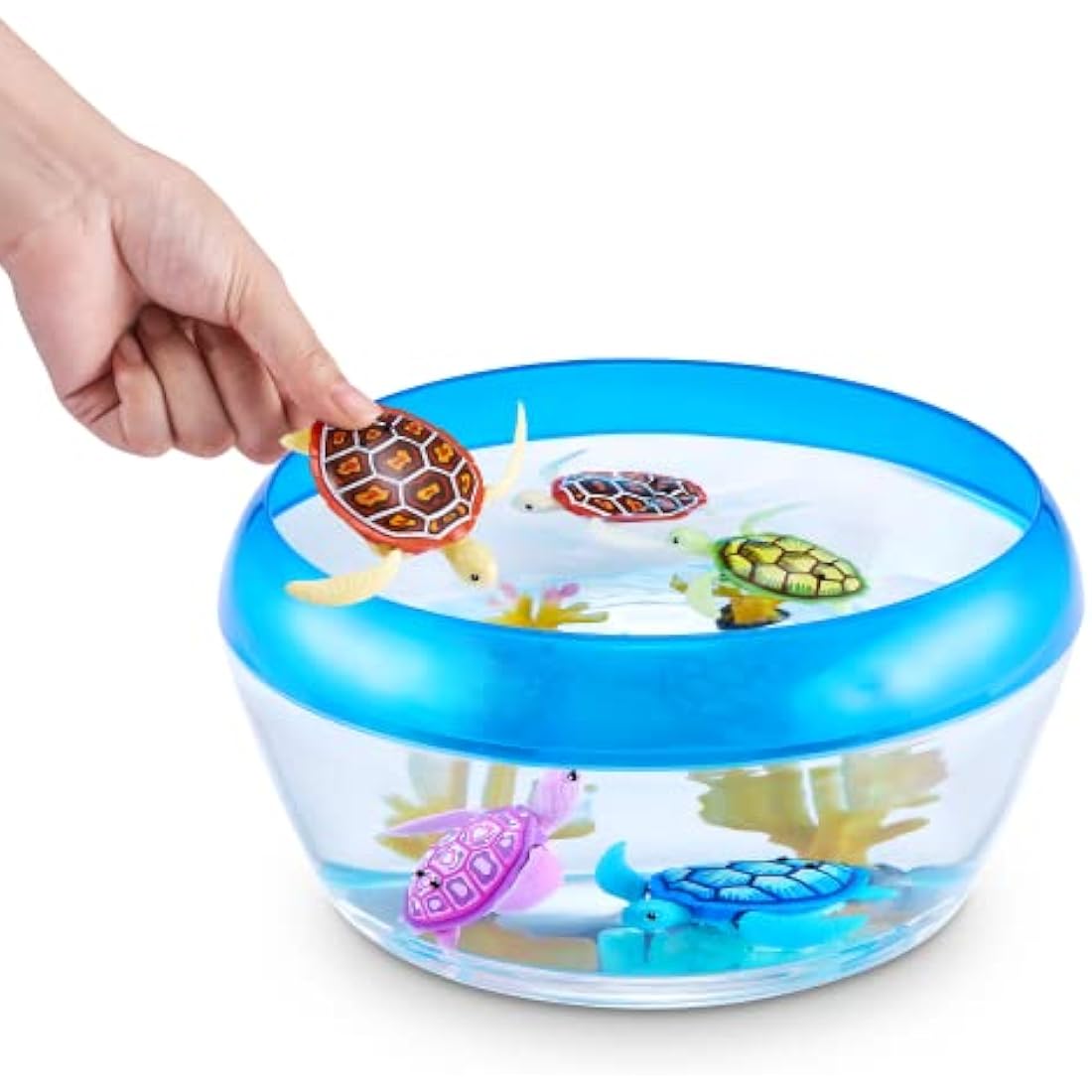 Robo Turtle Robotic Swimming Turtle by ZURU, Swims, Battery Powered, Toy Turtle, bath Toy(2 Pack, Orange & Blue)