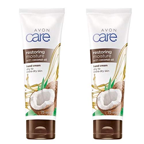 2x Avon Care Restoring Moisture with Coconut Oil Hand Cream 75ml(150ml)