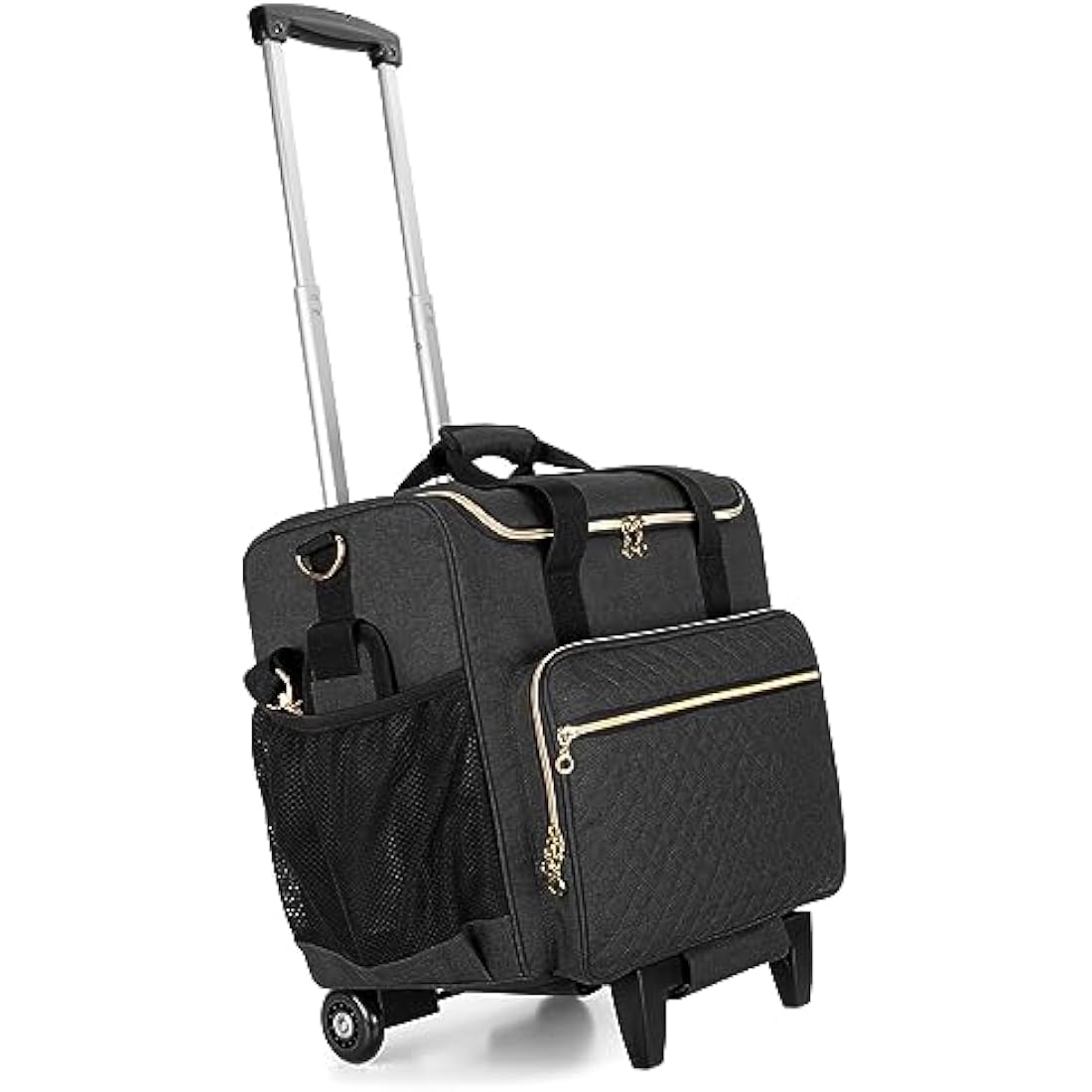 Luxja Rolling Teacher Bag with Laptop Compartment and Detachable Dolly, Multifunctional Rolling Teacher Tote Bag (Bag Only), Black