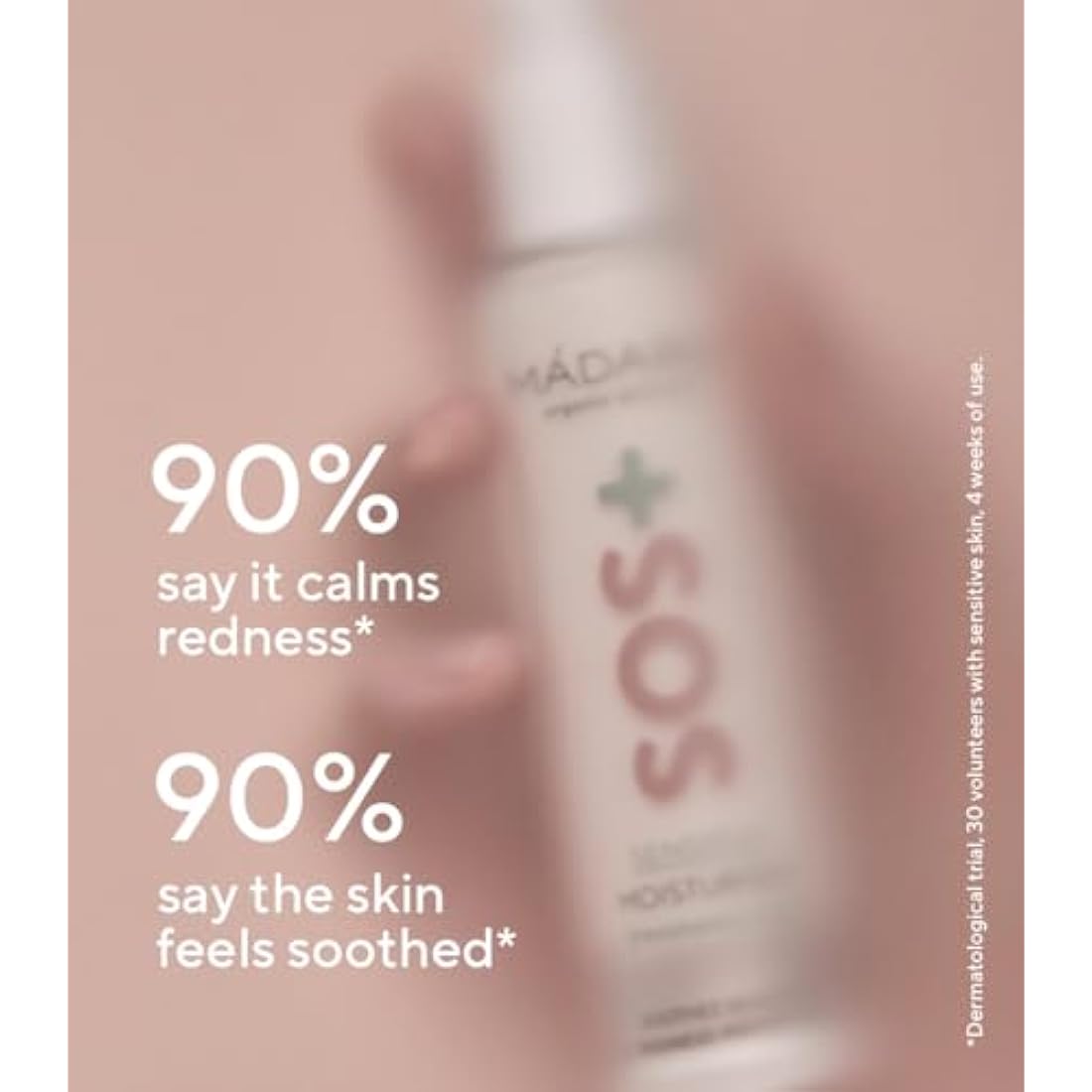 MÁDARA Organic Skincare | SOS+ SENSITIVE Moisturiser, 50ml – Lightweight sensitive skin moisturiser for redness-prone and reactive complexions, With hyaluronic acid and red algae, Fragrance-free