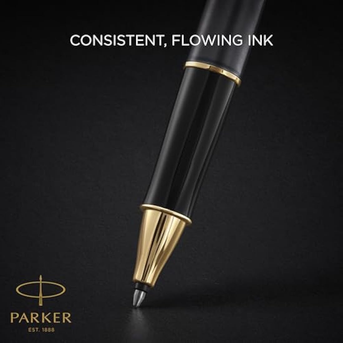 PARKER Sonnet Rollerball Pen | Grey Lacquer with Gold Trims | Fine Stainless Steel Point | Black Ink Refill | Gift Box | Perfect Graduation Gifts