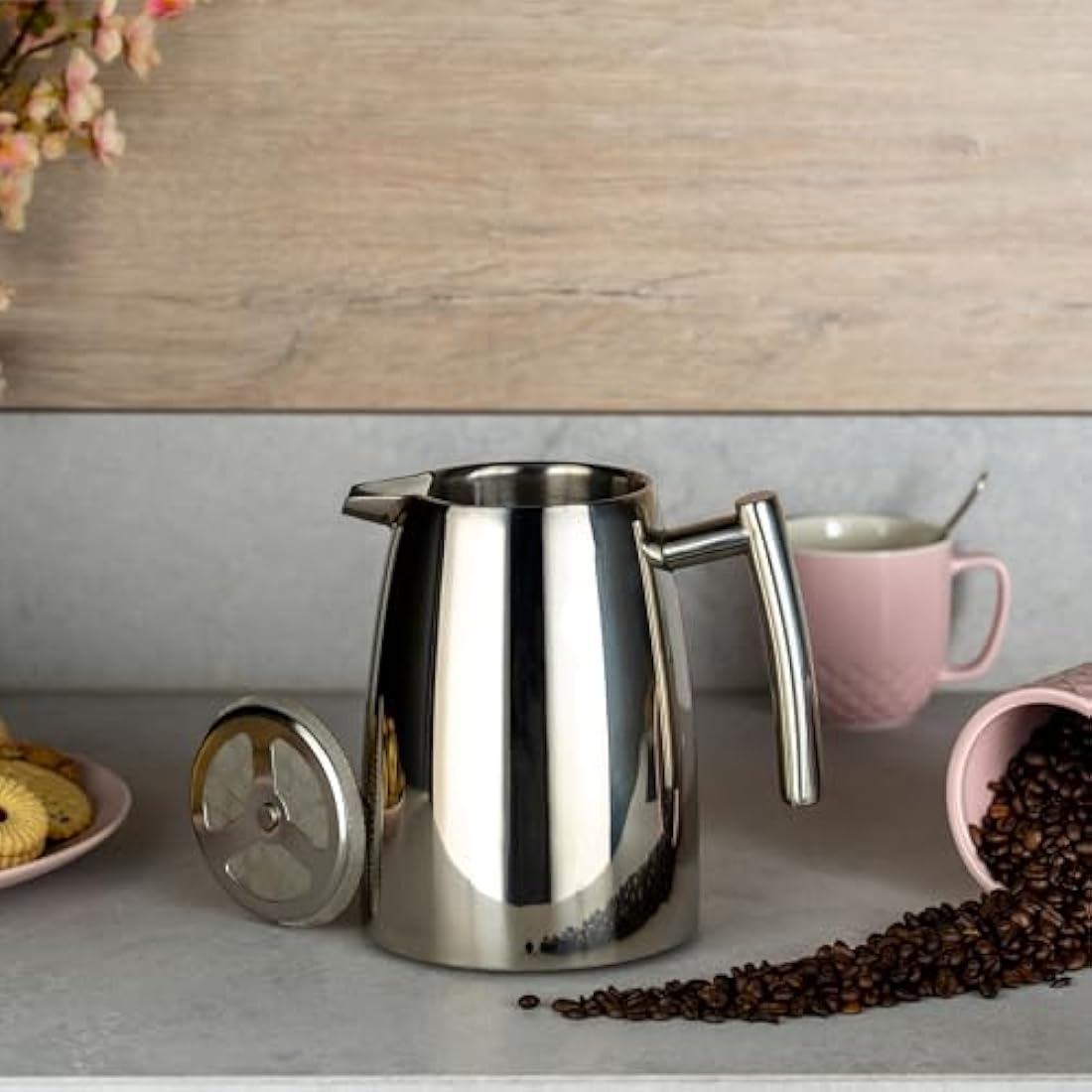 Café Stal HFD-16 Belmont 16 Cup Double Walled Cafetiere Coffee Maker, Mirror Finish, 2 Litre