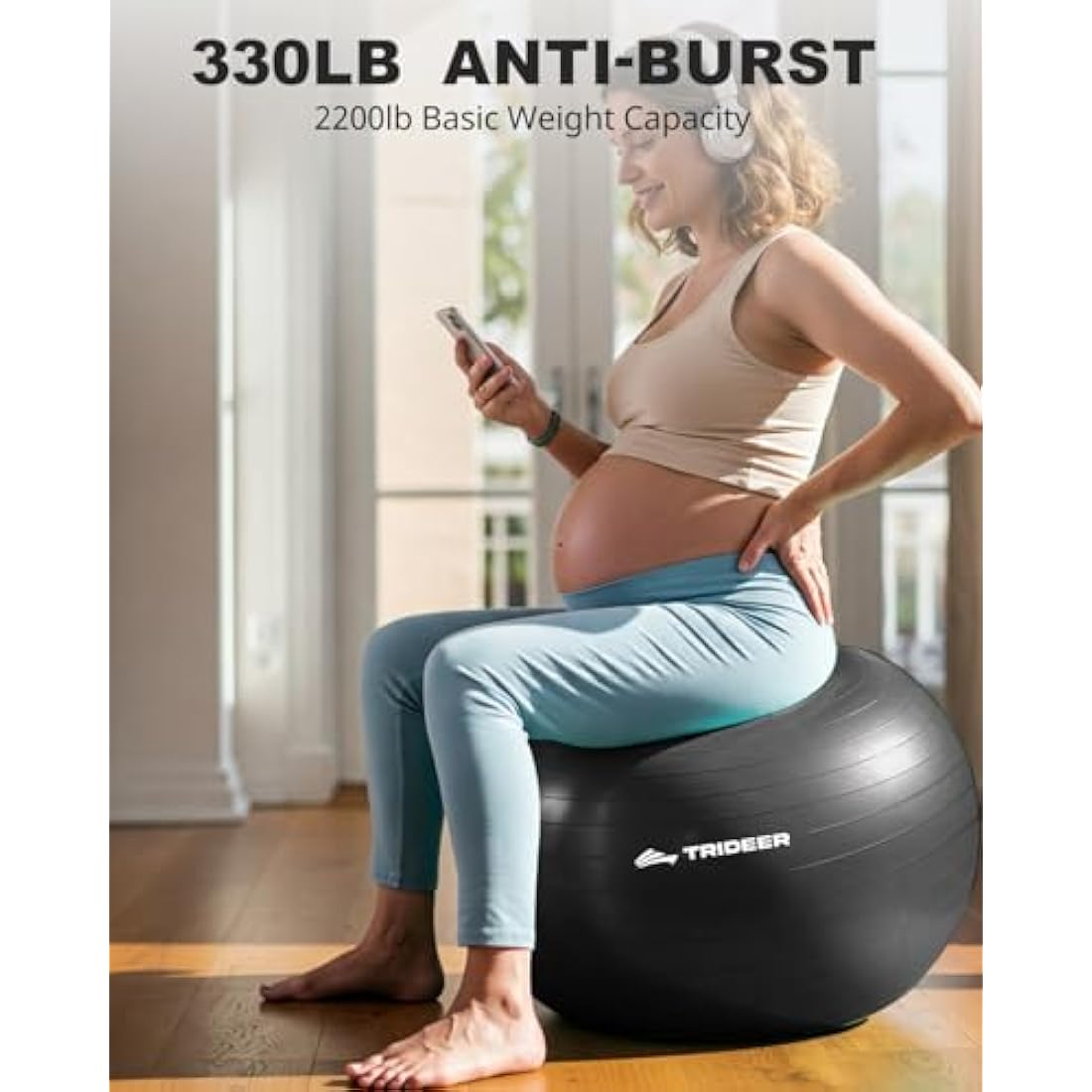 Trideer Exercise & Yoga Ball - 5 Sizes, Pregnancy & Maternity, Anti-Burst, Heavy Duty, Office Chair Ball & Gym Ball with Quick Pump