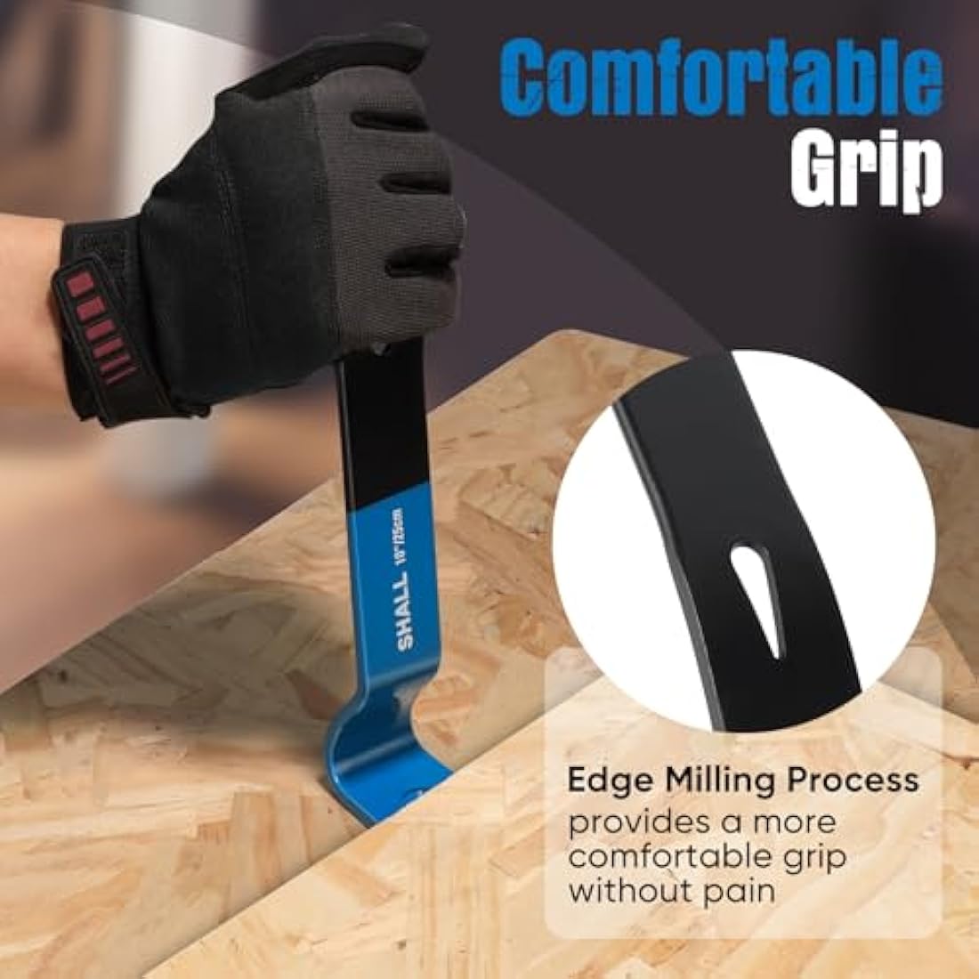 SHALL 4-Piece Flat Pry Bar Set -15" 10" 7.5" 5.5"- Heavy Duty & Mini Nail Puller Crowbar, Utility Claw Bar, Wonder Bar, High-Carbon Steel Flat Bar Tool for Home Remolding & Woodworking