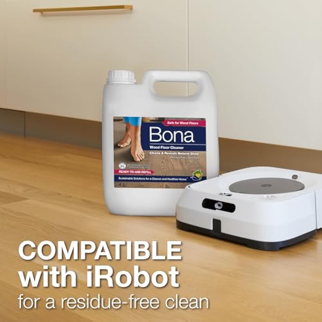 Bona Wood Floor Cleaner Liquid, Wooden Floor Cleaner, for Varnished or Hard Waxed Wood Floors, 4 Litre Refill