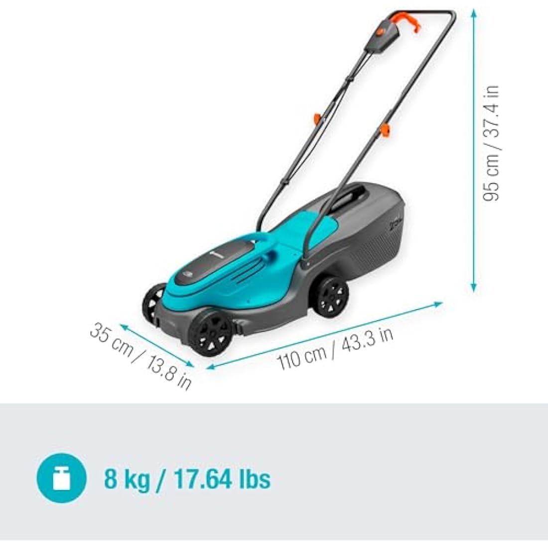 Gardena Battery Lawnmower PowerMax 30/18V P4A without battery: 30 cm cutting width, 35–65 mm cutting height, 25 l catcher capacity, ergonomic handle, foldable frame, brushless motor (14630-55)