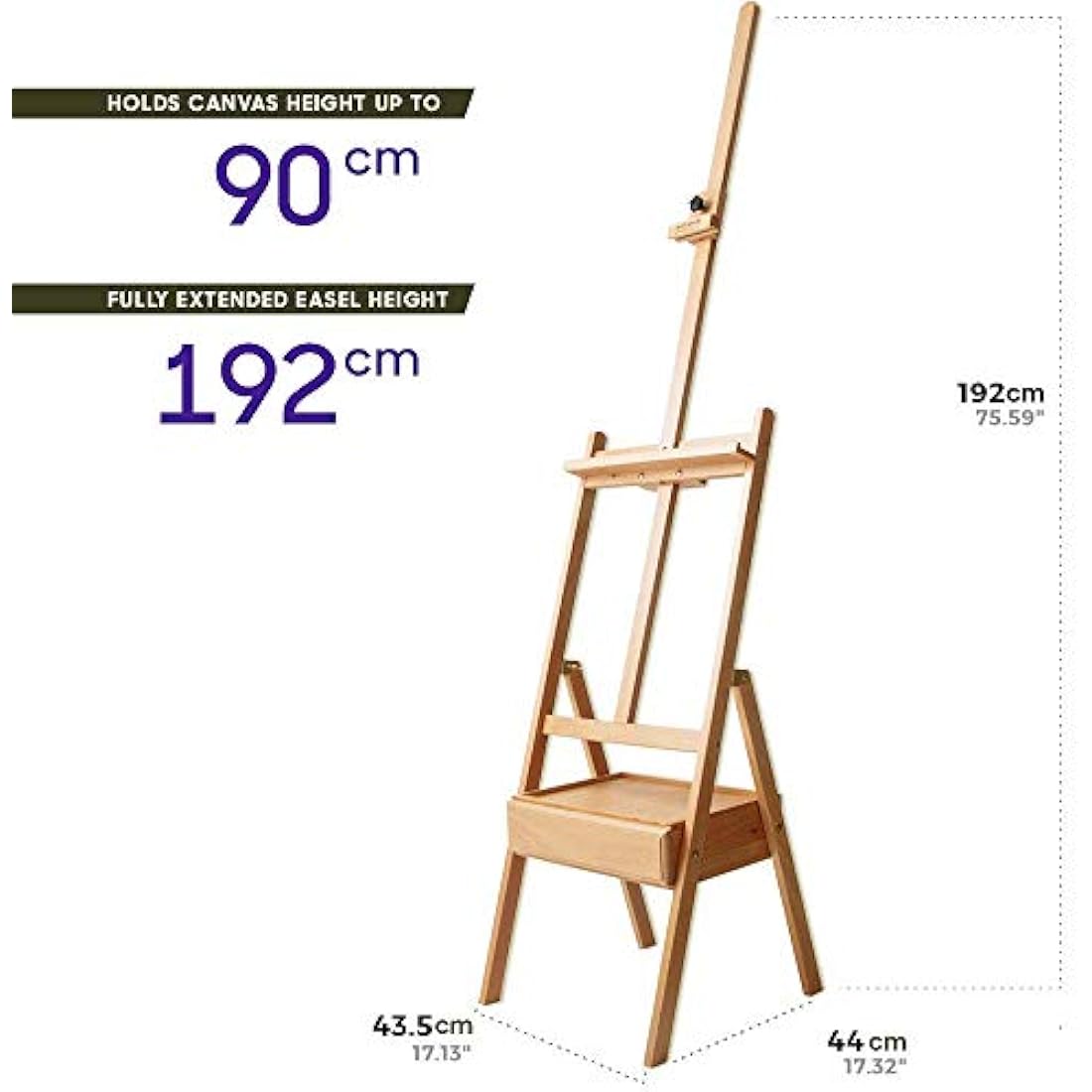 Mont Marte Signature Box Floor Easel, Beech Wood (Holds Canvases up to 35in in Height)