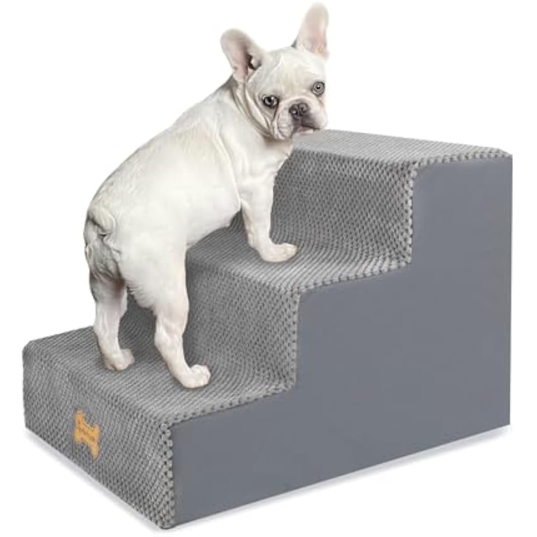 Nepfaivy Dog Steps Stairs for Bed - Non-Slip Pet Stairs for Small Dogs and Cats, 3-Steps Dog Ramp for Sofa with High Density Foam and Removable Cover, 45x40x34cm