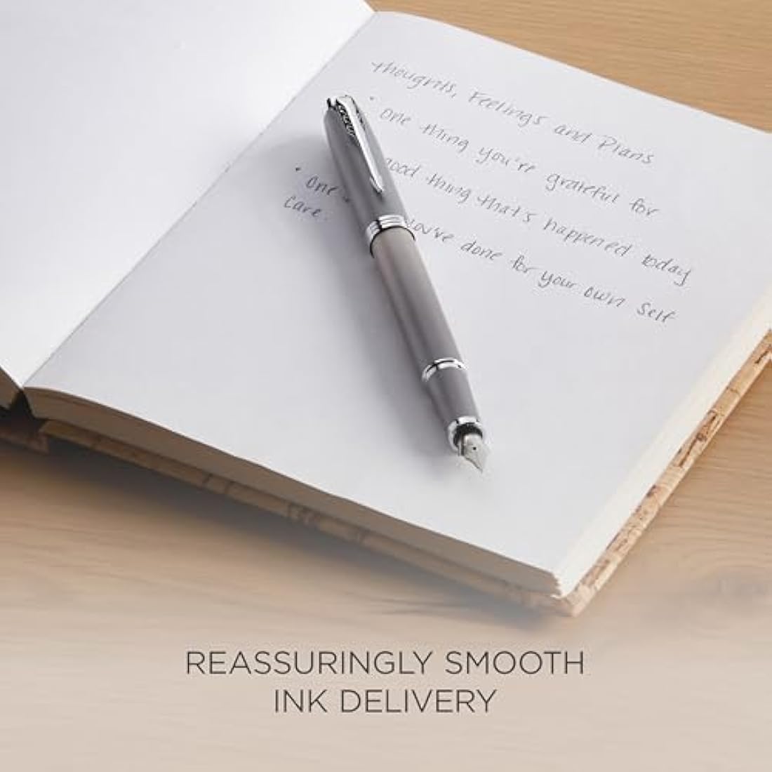 PARKER IM Writing Rituals Fountain Pen, Grey Finish with Gradient, Chrome Trims, Fine Nib, Blue Ink, Gift Box