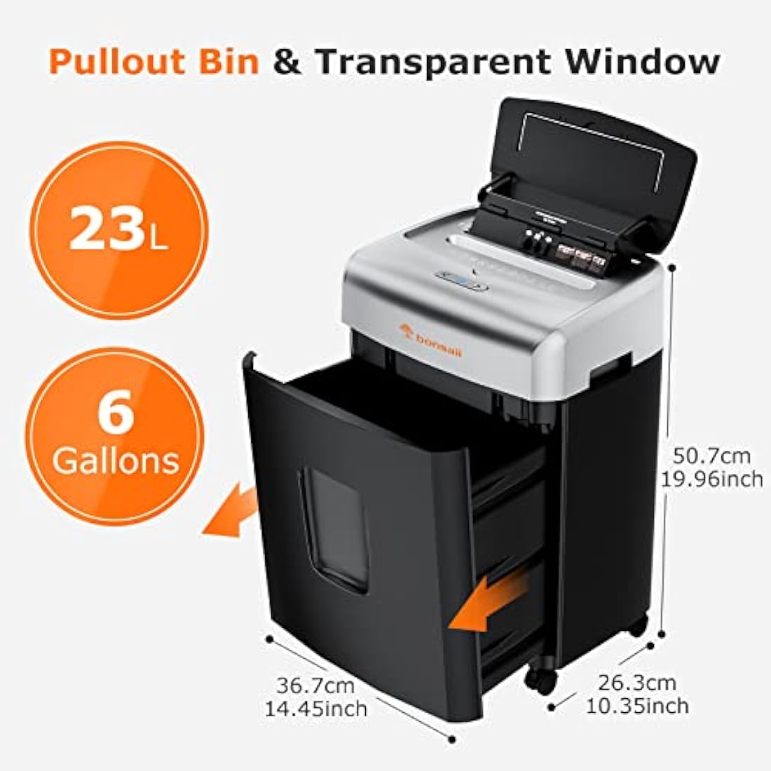 Bonsaii 110-Sheet Auto Feed Office Paper Shredder, 30 Mins Continuous Micro Cut Heavy Duty Paper Shredder, Manual 12-Sheet Home Office Credit Card Shredder with 4 Wheels, 23L Bin (C233-B upgrade)