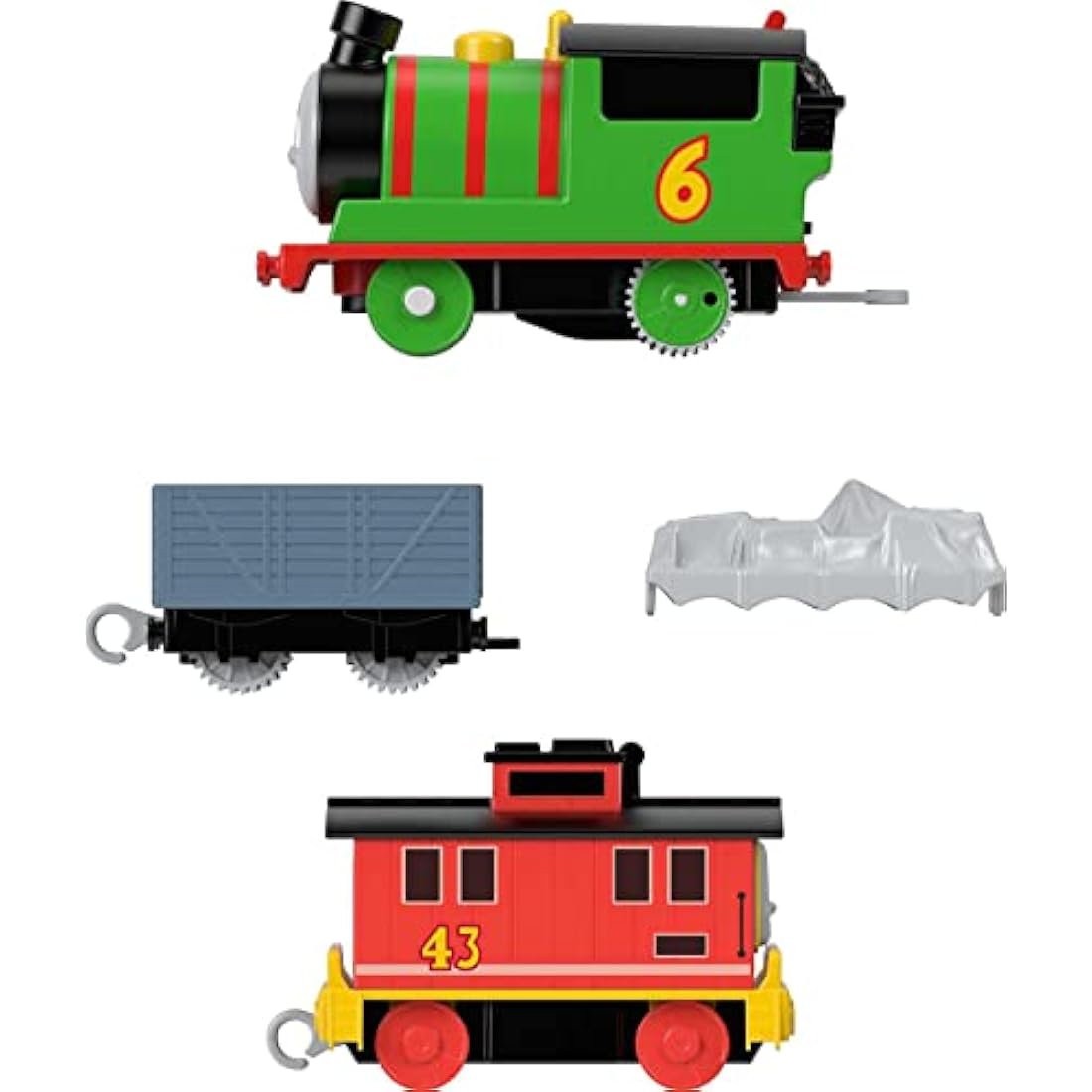 Thomas and Friends Motorized Toy Train Percy Battery-Powered Engine and Brake Car Bruno Rail Vehicle for Ages 3+ Years, HHN44