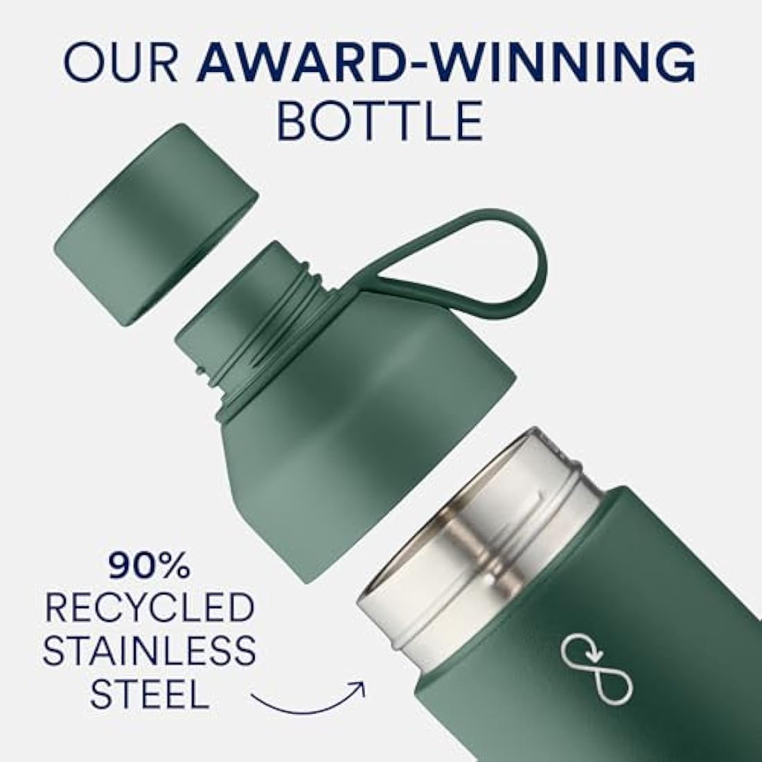 Ocean Bottle - Recycled Stainless Steel Bottle - Eco-Friendly & Reusable (Big 1l, Forest Green)