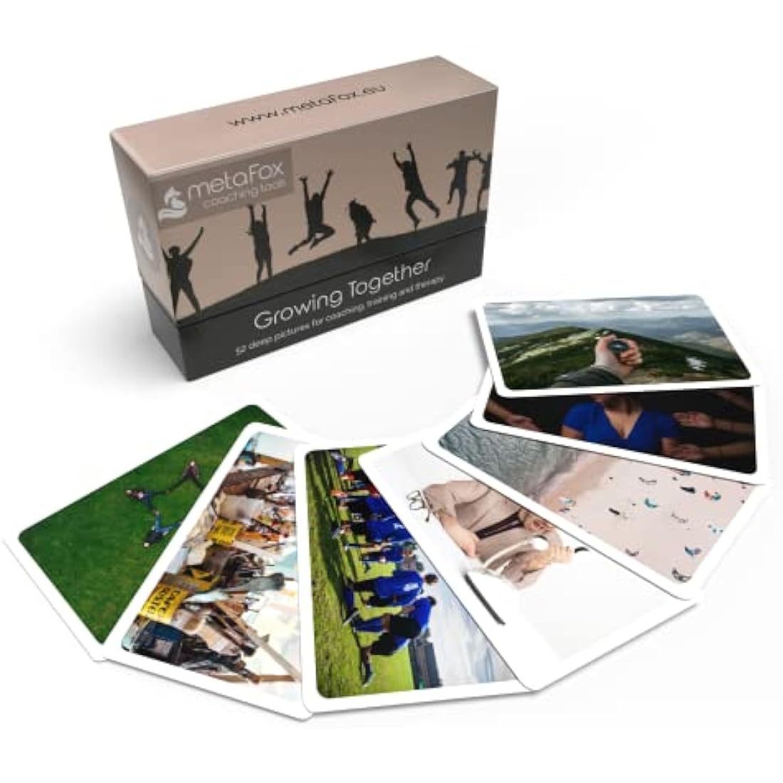 metaFox Coaching Picture Cards | Growing Together | Conversation Cards for Ice Breakers and Team Building Activities | Motivational Postcards for Your Next Coaching and Training Sessions