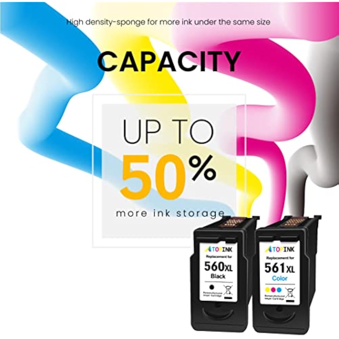ATOPINK 560 561 XL Ink Cartridges, PG 560 XL Black and CL 561 XL Colour Remanufactured for Canon 560 561 Ink Cartridges, Printer ink 560 561 for Canon Pixma TS5350 TS7450 TS5351 TS5352 TS5353 TS7451