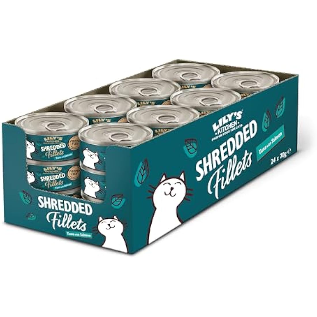 Lily's Kitchen Shredded Fillets with Tuna and Salmon - Grain Free Adult Wet Cat Food (24 Tins x 70 g)