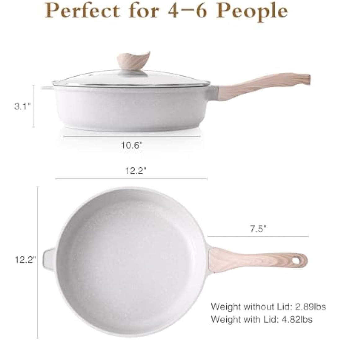 Kordisen Nonstick Ceramic Deep Frying Pan, 30 cm Non Toxic Large Skillet with Lid, Healthy Jumbo Cooker, Saute Pan for Cooking, Induction Cookware, PFOA & PFAS Free