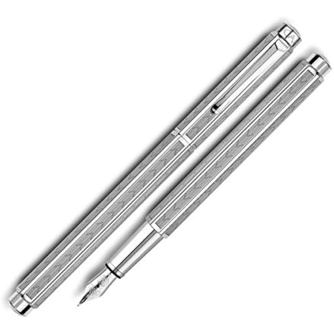Caran d'Ache Chevron Fountain Pen - Rhodium M steel
