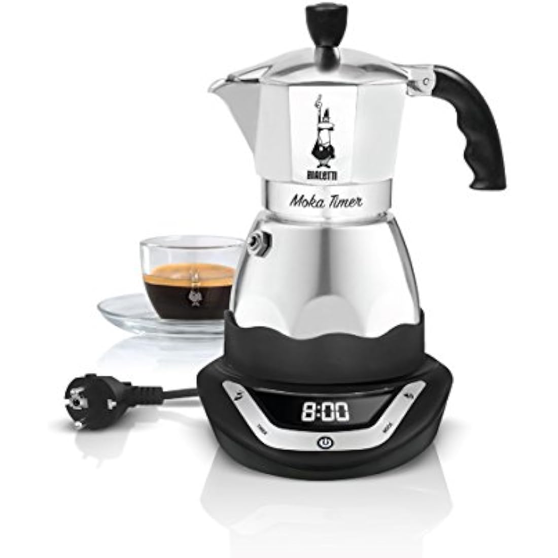 Easy Timer Electric Coffee Maker for 6 Cups – Aluminium in Black/Grey