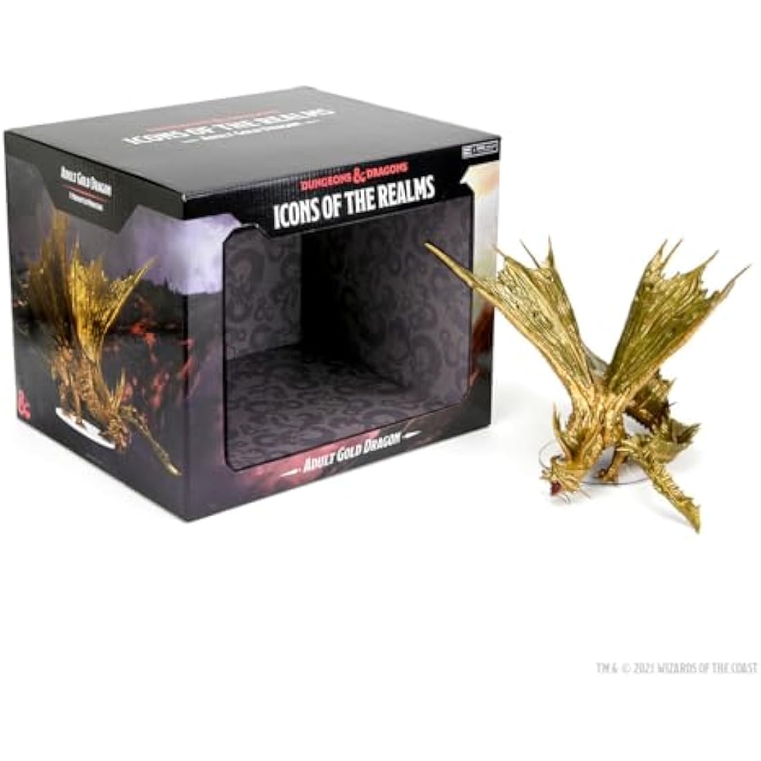 WizKids Dungeons and Dragons Icons of The Realms, Adult Gold Dragon Figure, DnD Miniatures