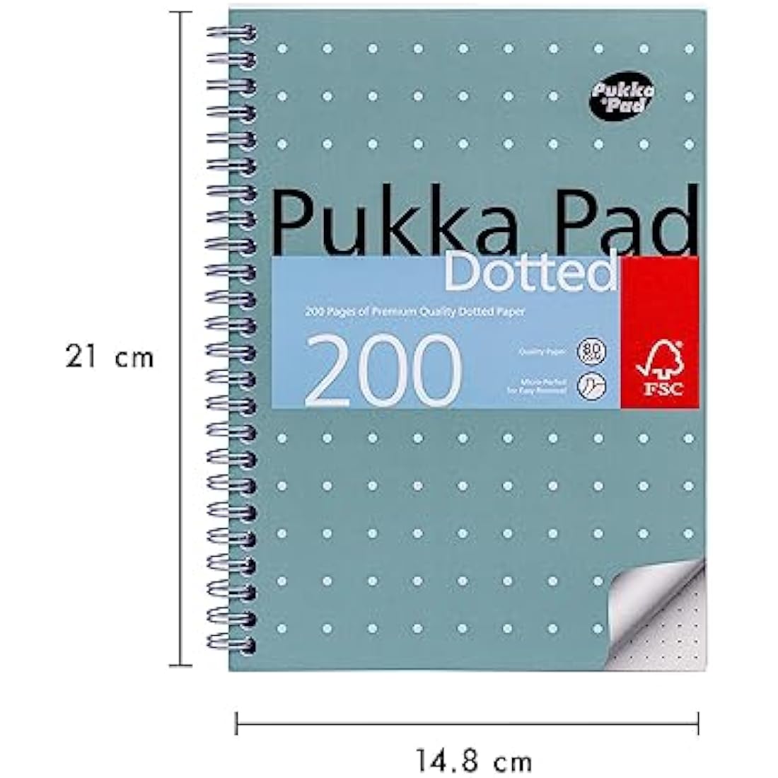 Pukka Pad, A5 Dotted Metallic Jotta Book for Graphing, Art, Bullet Journaling – 3 Pack – 21 x 14.8cm – Wirebound Notebook with 80GSM Paper – 4-Hole Margins and Perforation - 200 Pages, Grey