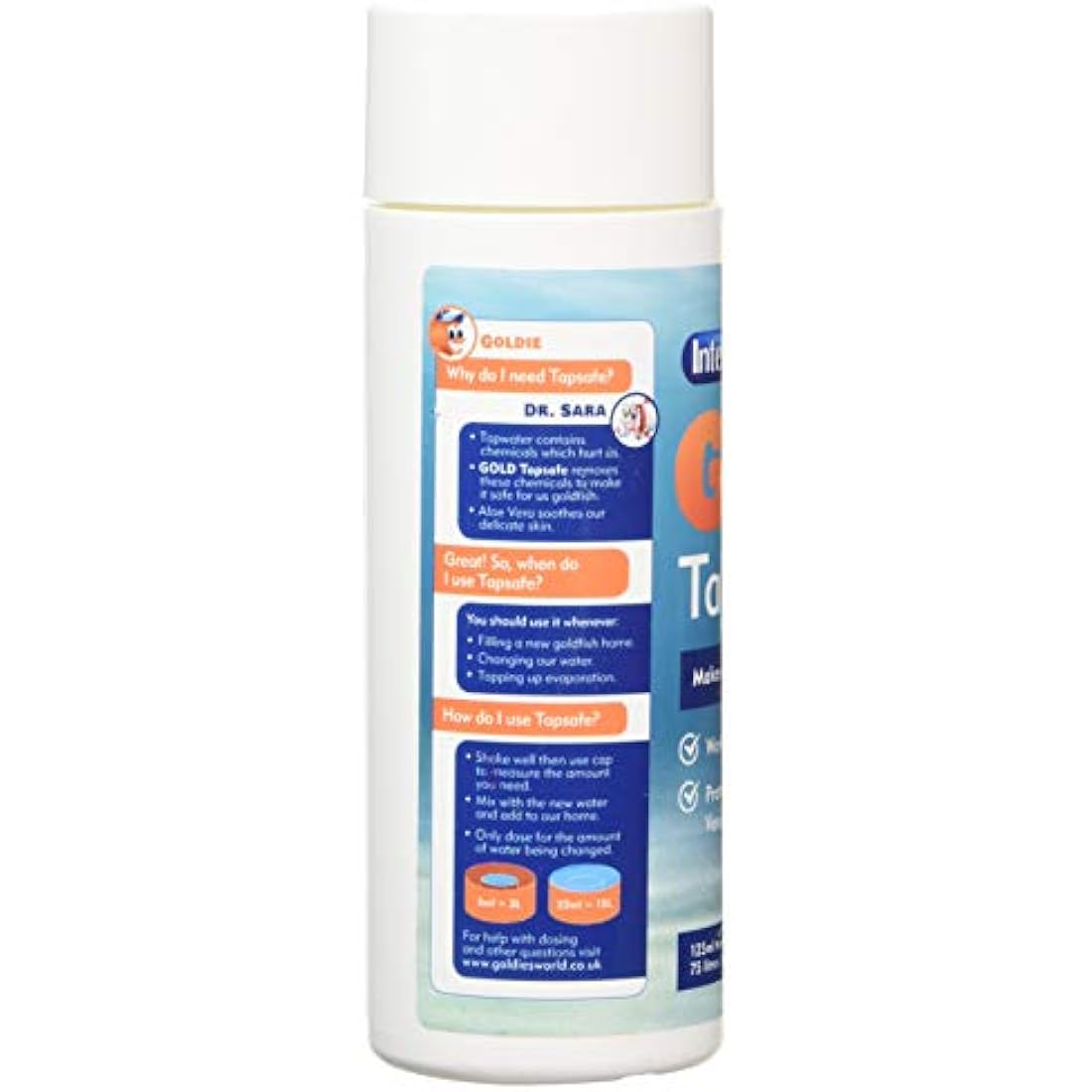 Interpet Gold Tapsafe for Goldfish Bowls, Fish Tanks, Aquariums, makes tapwater safe, 125ml