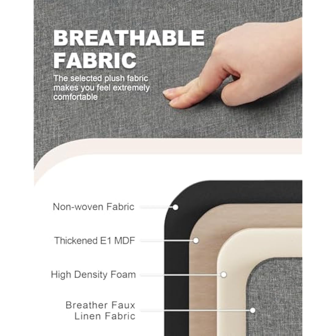 Bonlife Grey Ottoman Coffee Table,Toy Storage Box with Lid,Foldable Stool Seat Footstool with Storage,for Living Room,Bedroom,40.5x38.5x38cm