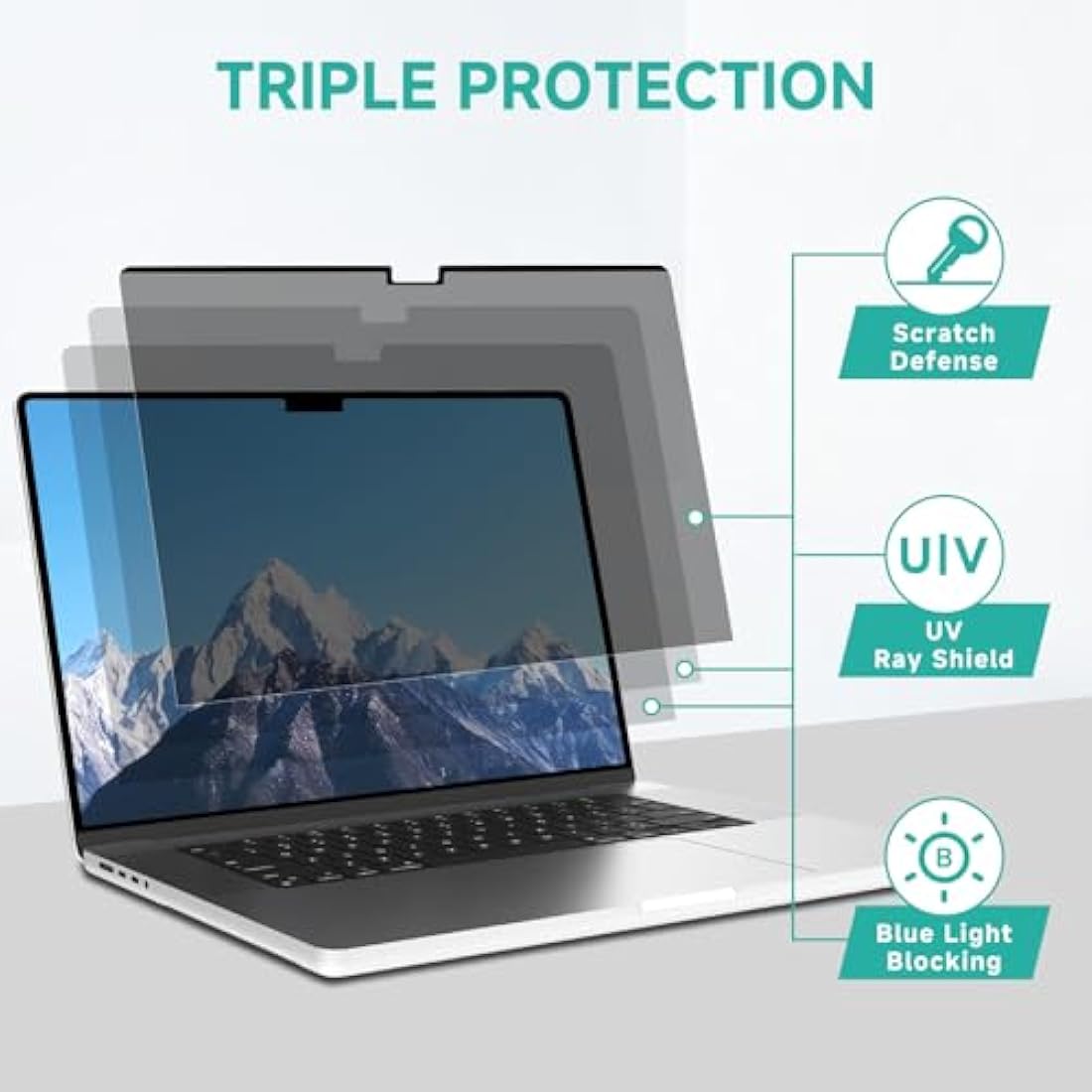 ZOEGAA Magnetic Macbook Pro 14 Inch Privacy Screen(2021-2024,M4,M3,M2,M1),Removable Anti-Blue Light Privacy Screen for MacBook Pro 14 with Webcam Cover
