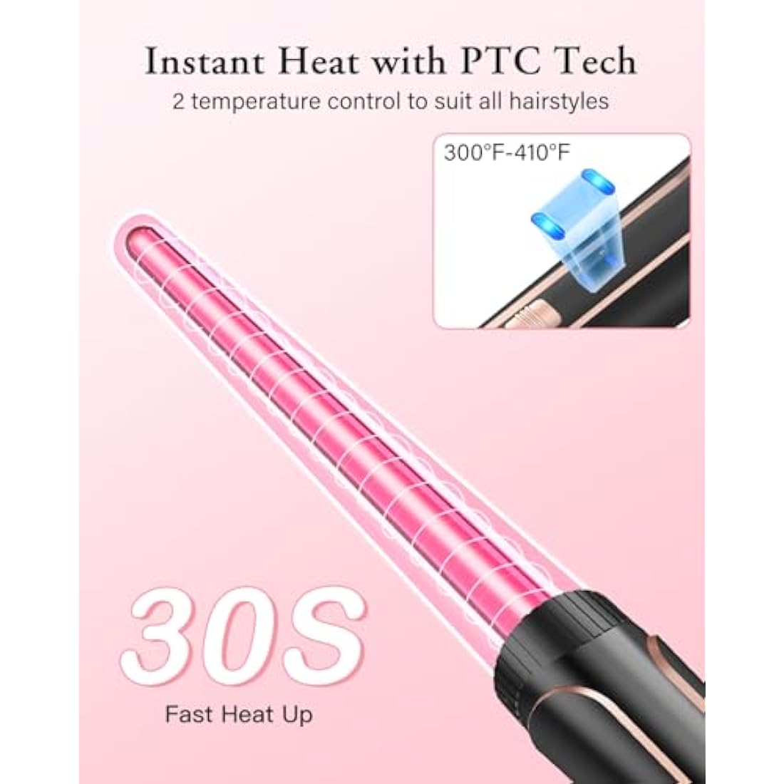 BESTOPE PRO 5 in 1 Beach Waver Hair Curler, Curling Iron (9-32mm) with 2 Temperature Control, Mermaid Hair Waver with Heat-Resistant Glove and 2 Clips for Long Medium Short Hair