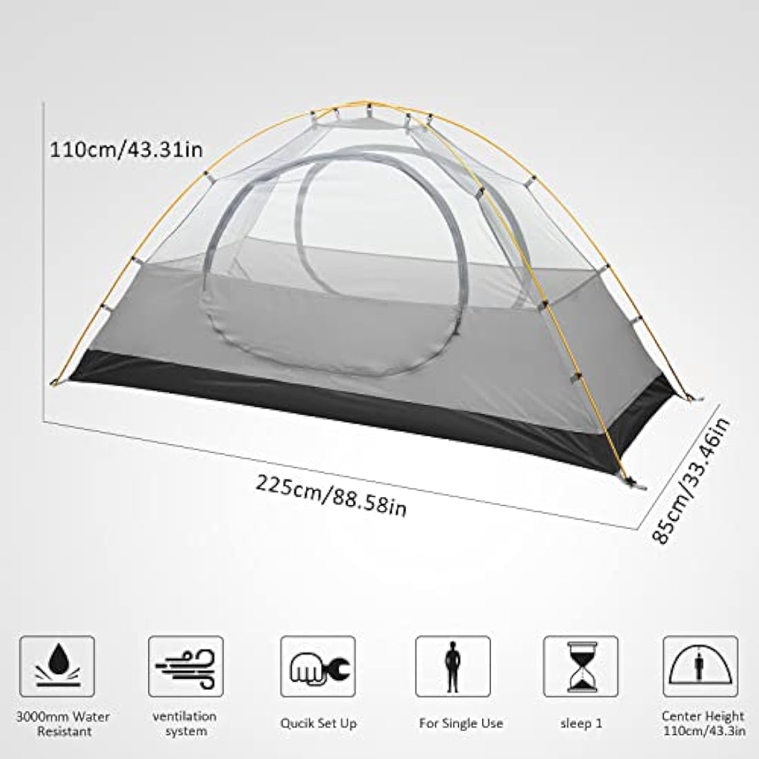 Bessport Tent 1 & 2 & 3 Person Ultralight Camping Tents, 3-4 Season Waterproof & Windproof Dome Tent, Small Pack Size, Suitable for Adults, Hiking, Camping, Outdoor
